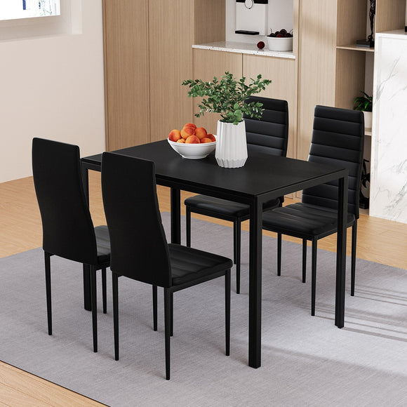 NNEDSZ Artiss Dining Chairs and Table Dining Set 4 Chair Set Of 5 Black