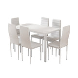NNEDSZ Artiss Dining Chairs and Table Dining Set 6 Chair Set Of 7 White