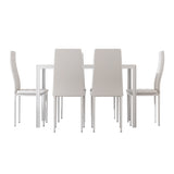 NNEDSZ Artiss Dining Chairs and Table Dining Set 6 Chair Set Of 7 White