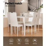 NNEDSZ Artiss Dining Chairs and Table Dining Set 6 Chair Set Of 7 White