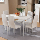 NNEDSZ Artiss Dining Chairs and Table Dining Set 6 Chair Set Of 7 White