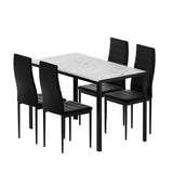 NNEDSZ 1 Artiss Dining Table and 4 Chairs Set Marble Effect