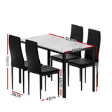 NNEDSZ 1 Artiss Dining Table and 4 Chairs Set Marble Effect