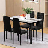 NNEDSZ 1 Artiss Dining Table and 4 Chairs Set Marble Effect