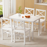 NNEDSZ Dining Chairs and Table Dining Set 4 Cafe Chairs Set Of 5 4 Seater White
