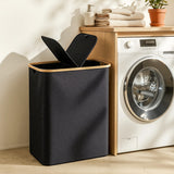 NNETM 2-Section Foldable Laundry Basket with Removable Bags