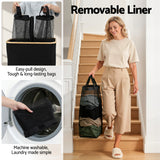 NNETM 2-Section Foldable Laundry Basket with Removable Bags