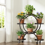 NNEDSZ Plant Stand 6 Tier Metal Flower Pot Rack Wheels