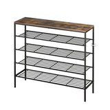 NNEDSZ Shoe Rack 25 Pairs 5-tier Shoe Storage Organiser Shelf Metal frame Walnut