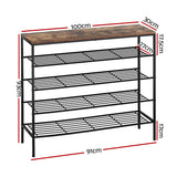 NNEDSZ Shoe Rack 25 Pairs 5-tier Shoe Storage Organiser Shelf Metal frame Walnut