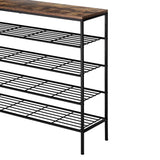 NNEDSZ Shoe Rack 25 Pairs 5-tier Shoe Storage Organiser Shelf Metal frame Walnut