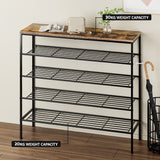 NNEDSZ Shoe Rack 25 Pairs 5-tier Shoe Storage Organiser Shelf Metal frame Walnut