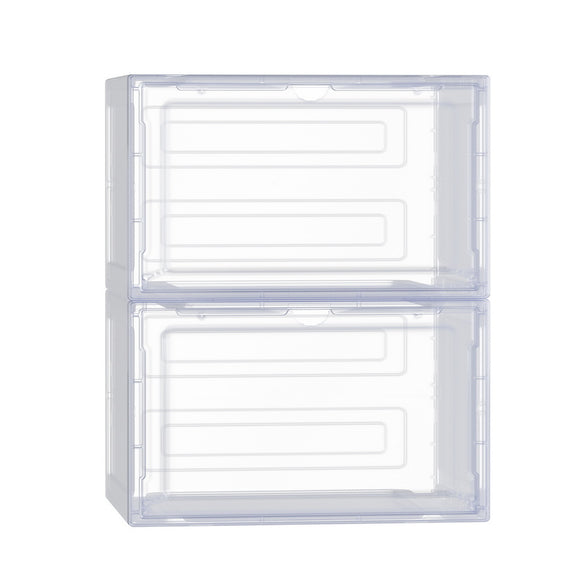 NNEDSZ DIY Shoe Box Set of 2 Stackable Shoe Storage Case Magnetic Door