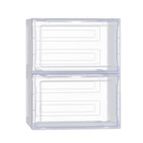 NNEDSZ DIY Shoe Box Set of 2 Stackable Shoe Storage Case Magnetic Door