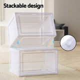 NNEDSZ DIY Shoe Box Set of 2 Stackable Shoe Storage Case Magnetic Door