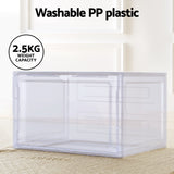 NNEDSZ DIY Shoe Box Set of 2 Stackable Shoe Storage Case Magnetic Door