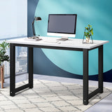 NNEED Computer Desk Metal Frame White Top 120cm