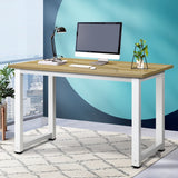 NNEED Computer Desk White Frame Wood Top 120cm