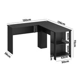 NNEED L-shape Computer Desk with Storage Shelves Black