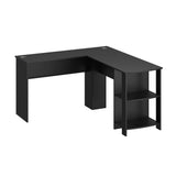 NNEED L-shape Computer Desk with Storage Shelves Black