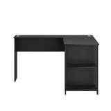 NNEED L-shape Computer Desk with Storage Shelves Black