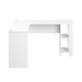 NNEED L-shape Computer Desk with Storage Shelves White