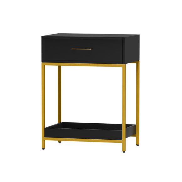 NNEDSZ Bedside Table Drawers Side Table Shelf Storage Nightstand Black MASON