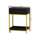 NNEDSZ Bedside Table Drawers Side Table Shelf Storage Nightstand Black MASON