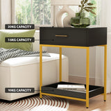 NNEDSZ Bedside Table Drawers Side Table Shelf Storage Nightstand Black MASON