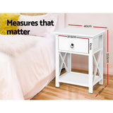 NNEDSZ Artiss 2 X Bedside Table 1 Drawer with Shelf - EMMA White