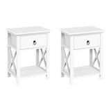 NNEDSZ Artiss 2 X Bedside Table 1 Drawer with Shelf - EMMA White
