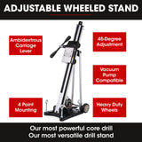 NNEMB 3200W 300mm Wet/Dry Core Drill w/ Wheeled Rig Stand Combo, for Concrete Coring Hole Drilling