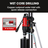 NNEMB 3200W 300mm Wet/Dry Core Drill w/ Wheeled Rig Stand Combo, for Concrete Coring Hole Drilling