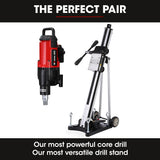 NNEMB 3200W 300mm Wet/Dry Core Drill w/ Wheeled Rig Stand Combo, for Concrete Coring Hole Drilling