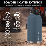 NNEMB 1.9L Double Wall Insulated Stainless Steel Water Bottle, Drink Jug with Handle, Straw Cleaner, Blue