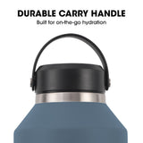 NNEMB 1.9L Double Wall Insulated Stainless Steel Water Bottle, Drink Jug with Handle, Straw Cleaner, Blue