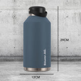 NNEMB 1.9L Double Wall Insulated Stainless Steel Water Bottle, Drink Jug with Handle, Straw Cleaner, Blue