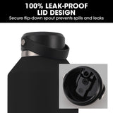 NNEMB 1.9L Double Wall Insulated Stainless Steel Water Bottle, Drink Jug with Handle, Straw Cleaner Black