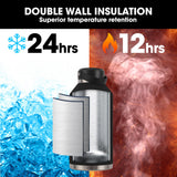 NNEMB 1.9L Double Wall Insulated Stainless Steel Water Bottle, Drink Jug with Handle, Straw Cleaner Black