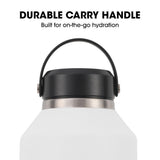 NNEMB 1.9L Double Wall Insulated Stainless Steel Water Bottle, Drink Jug with Handle, Straw Cleaner, White