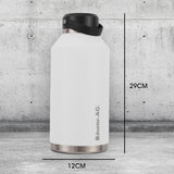 NNEMB 1.9L Double Wall Insulated Stainless Steel Water Bottle, Drink Jug with Handle, Straw Cleaner, White