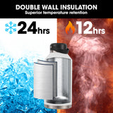 NNEMB 1.9L Double Wall Insulated Stainless Steel Water Bottle, Drink Jug with Handle, Straw Cleaner, White