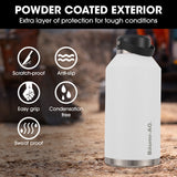 NNEMB 1.9L Double Wall Insulated Stainless Steel Water Bottle, Drink Jug with Handle, Straw Cleaner, White