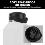 NNEMB 1.9L Double Wall Insulated Stainless Steel Water Bottle, Drink Jug with Handle, Straw Cleaner, White