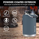 NNEMB 3.8L Double Wall Insulated Stainless Steel Water Bottle, Drink Jug with Handle, Blue