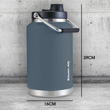 NNEMB 3.8L Double Wall Insulated Stainless Steel Water Bottle, Drink Jug with Handle, Blue