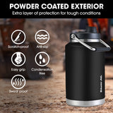 NNEMB 3.8L Double Wall Insulated Stainless Steel Water Bottle, Drink Jug with Handle, Black