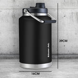 NNEMB 3.8L Double Wall Insulated Stainless Steel Water Bottle, Drink Jug with Handle, Black