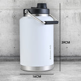 NNEMB 3.8L Double Wall Insulated Stainless Steel Water Bottle, Drink Jug with Handle, White