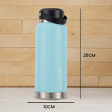 NNEMB 1L Double Wall Insulated Stainless Steel Water Bottle, Drink Jug with Handle, Seafoam Green